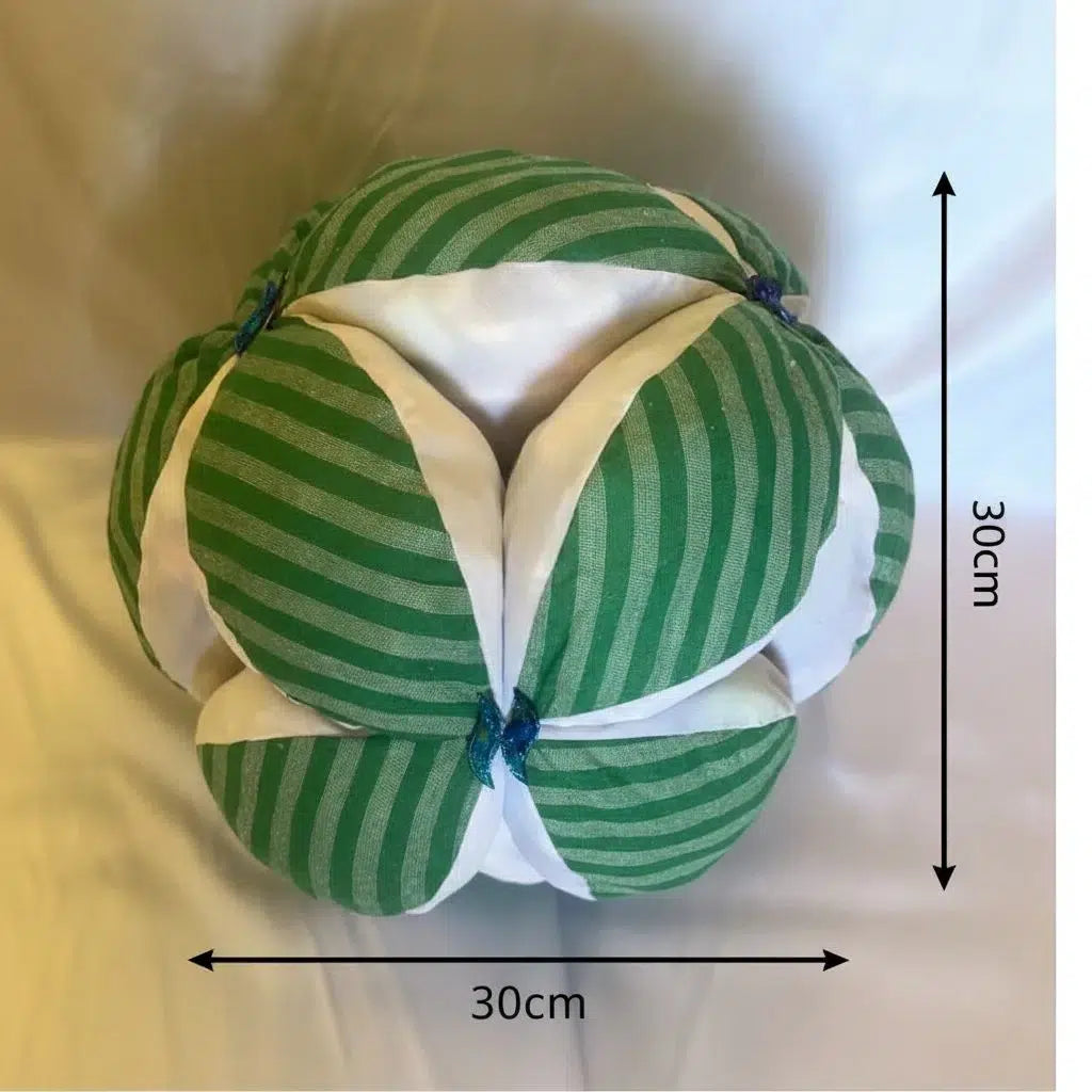 Coussin rond pour dos vert et blanc ( 30x30cm)