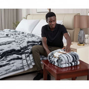 Couverture lourde 4,5 kg double face motif tigre gris, plaid chaud et épais