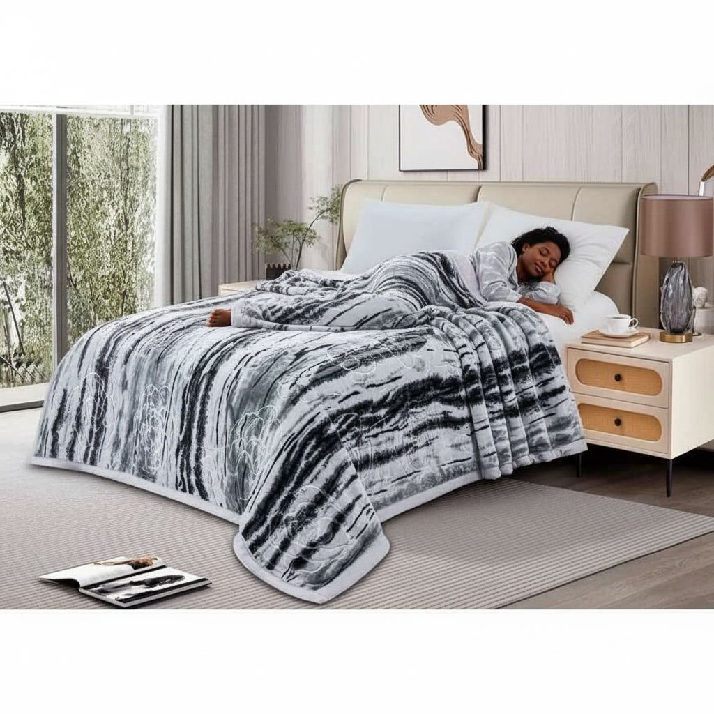 Couverture lourde 4,5 kg double face motif tigre gris, plaid chaud et épais