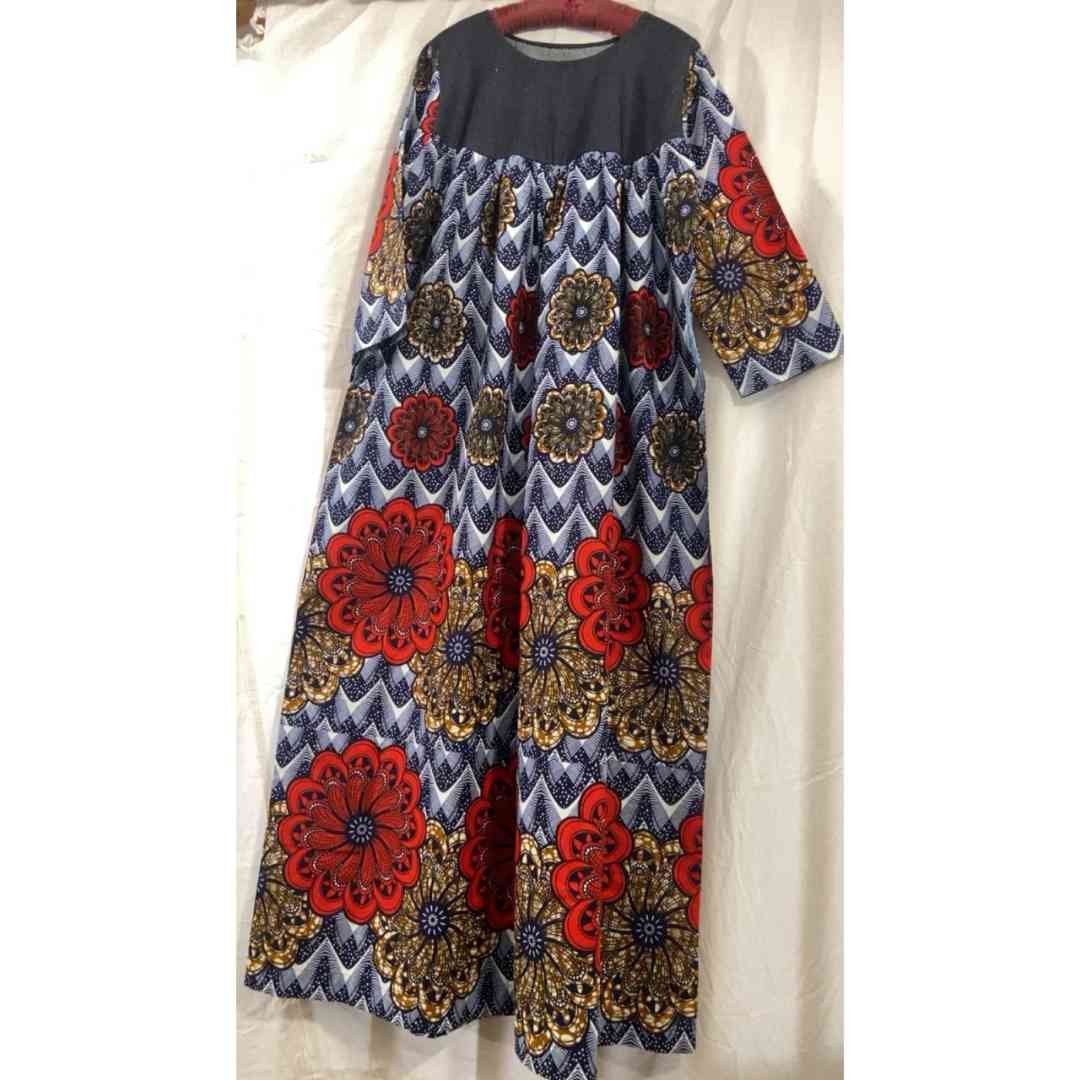 Robe camerounaise femme longue imprimé wax coloré