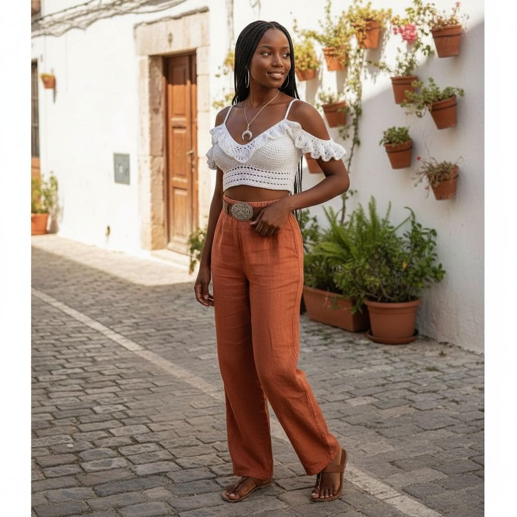 Crop top crochet femme blanc fait main – Top bohème chic d’été