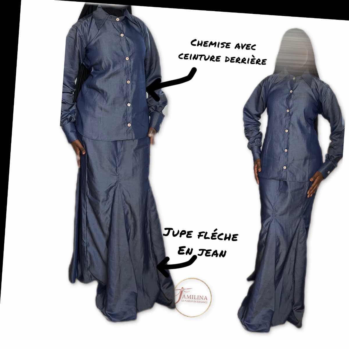 Ensemble jupe et chemise gris anthracite