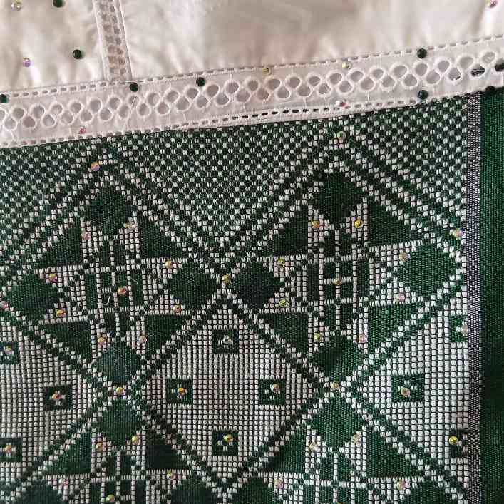 Grand boubou femme blanc et vert