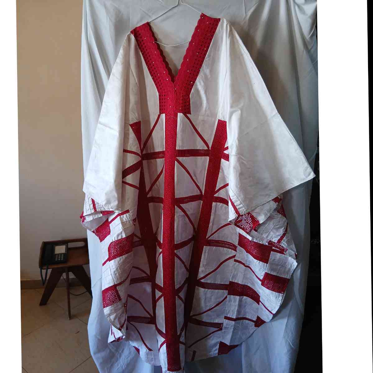Boubou femme blanc rouge