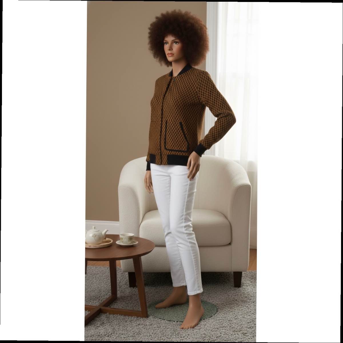 Pull wax homme noir et jaune moutarde, veste zipper grande poche chic