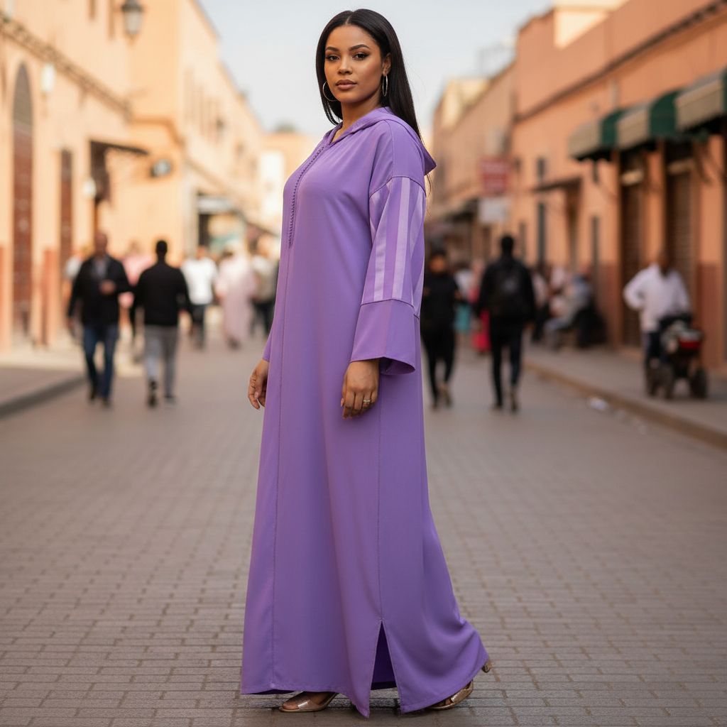 Djellaba femme moderne longue à capuche, confortable et élégante