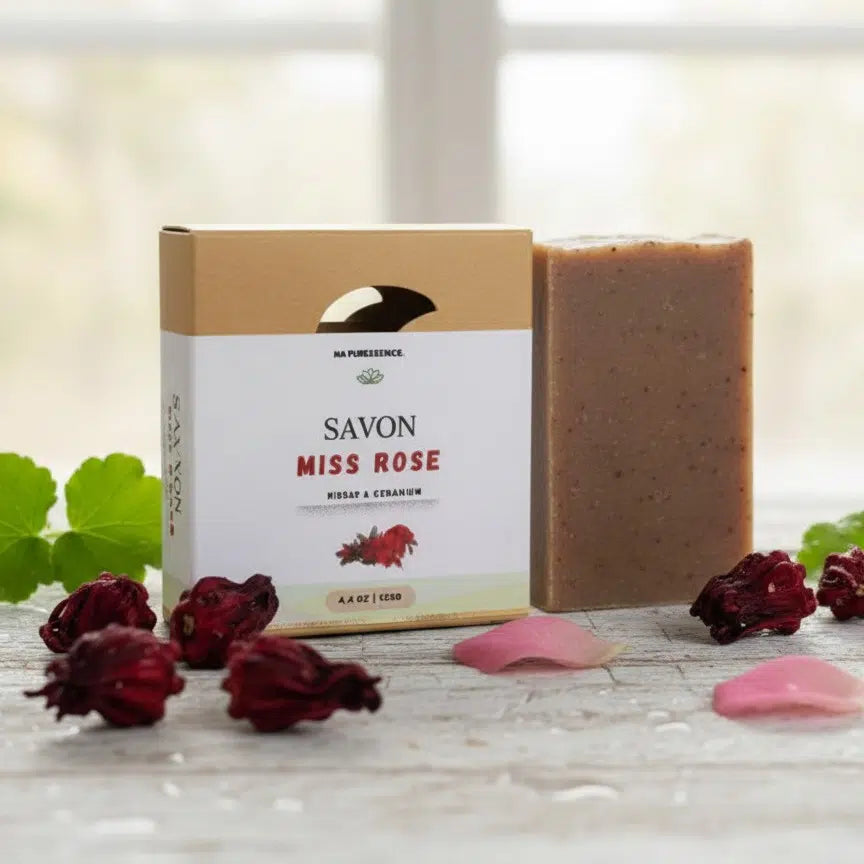 Savon naturel Miss Rose hydratant au bissap et géranium premium