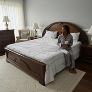 Drap de lit blanc en coton haut de gamme, élégant et raffiné