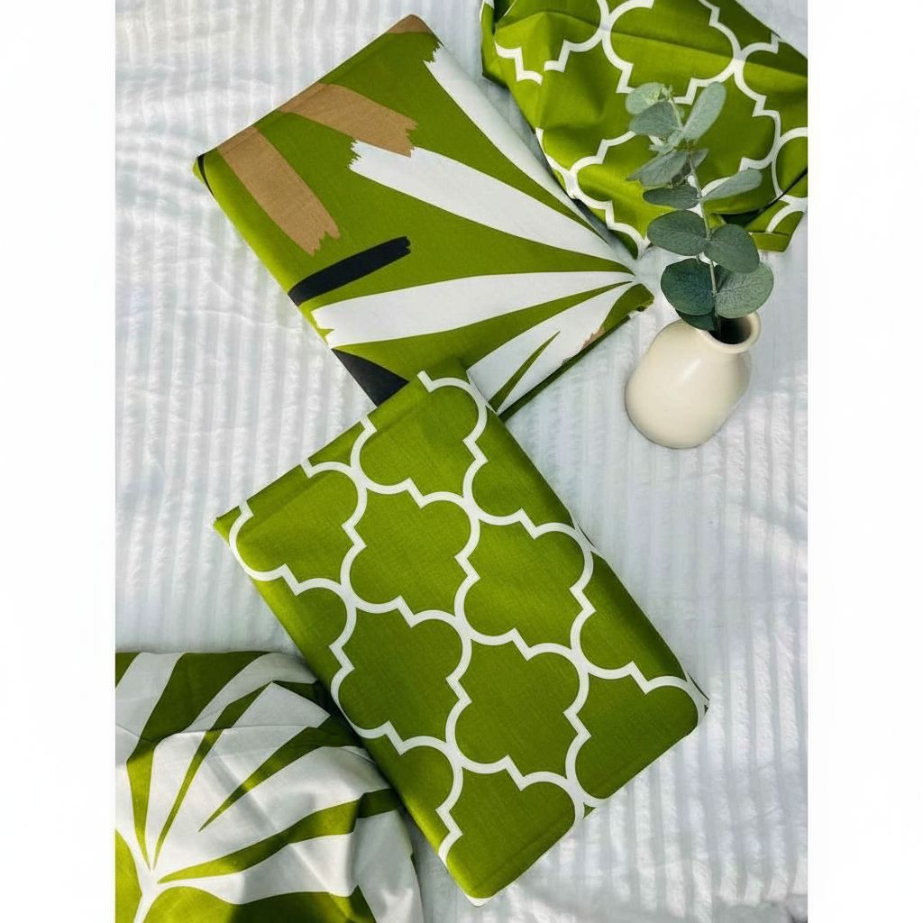 Drap de lit coton vert, design moderne et élégant, linge de maison chic