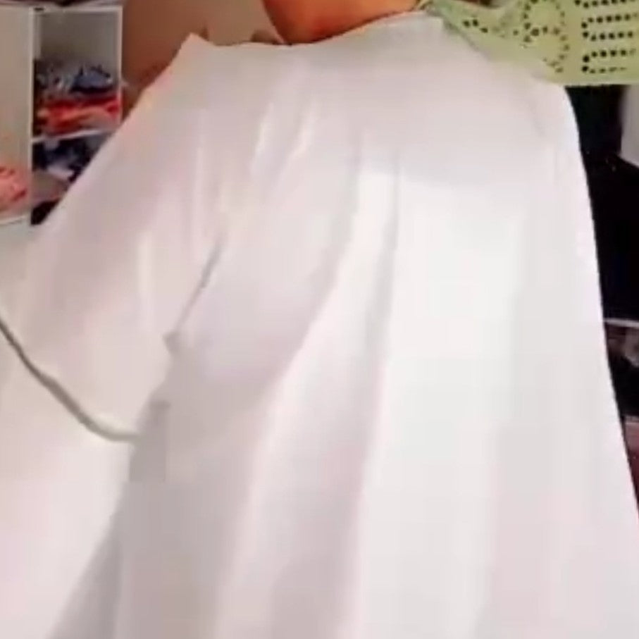 Demi boubou femme blanc vert ample en coton