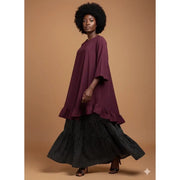 Doud robe en cotton ET haut rouge Bordeaux en chiffon de crêpe