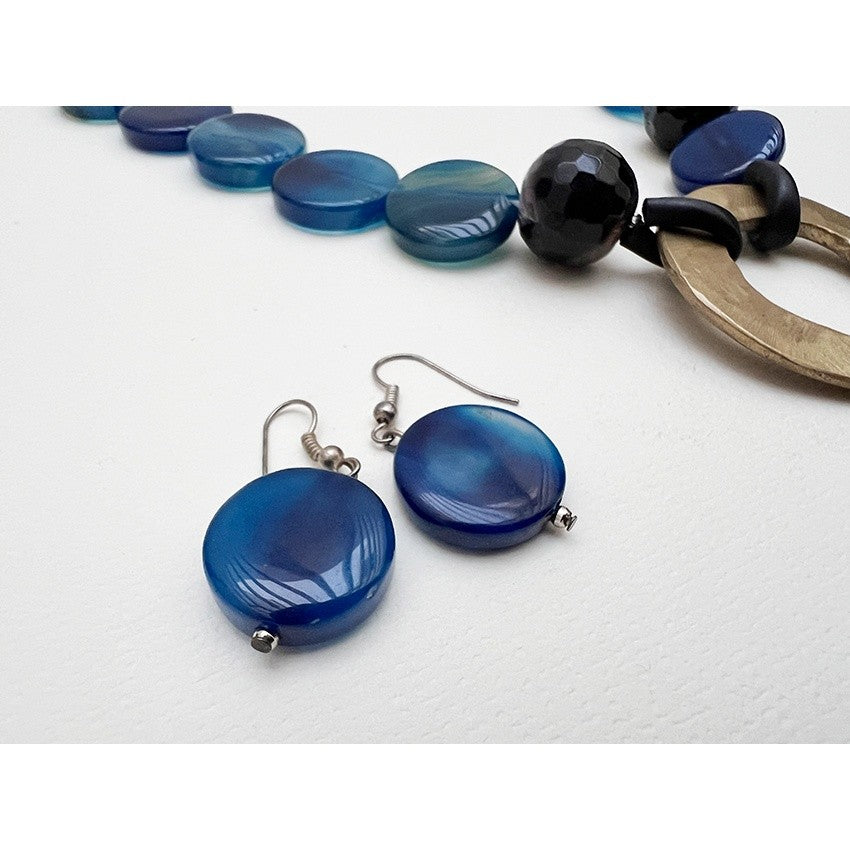 Collier Agate Bleu Artisanal - Élégance Bohème Chic et Originalité