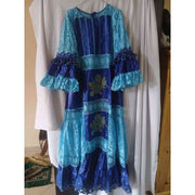 Robe bazin bleu brodée élégante robe africaine de cérémonie femme