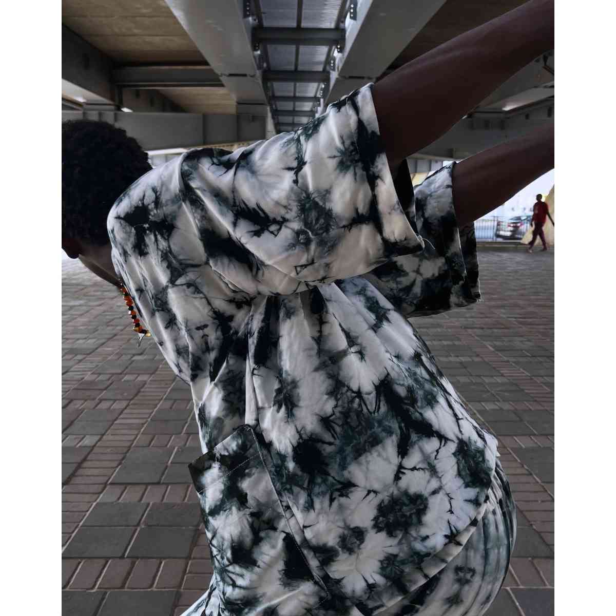 Ensemble tie-dye noir et blanc unisexe, coton confortable, style streetwear