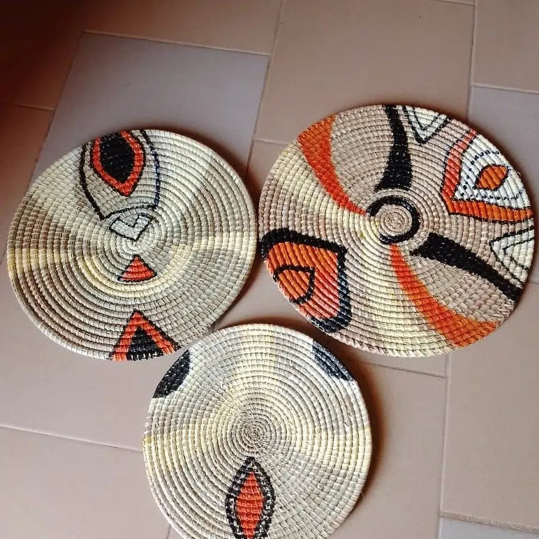 Lot de 3 panier de DECORATION MURALE AVEC VANNERIE