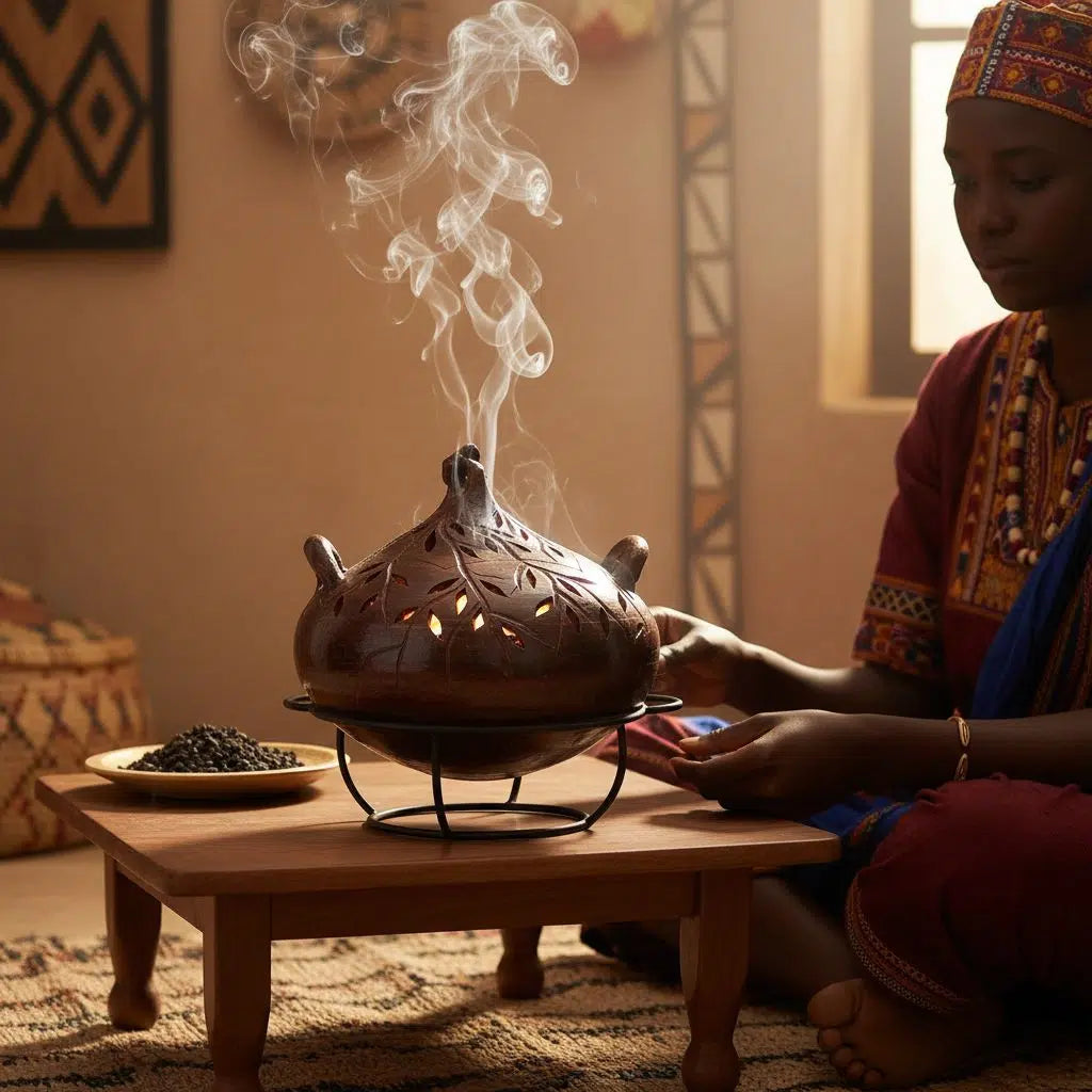 Encensoir artisanal terre cuite gravé – Brûleur d’encens zen déco maison