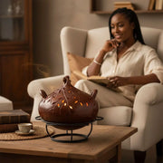 Encensoir artisanal terre cuite gravé – Brûleur d’encens zen déco maison