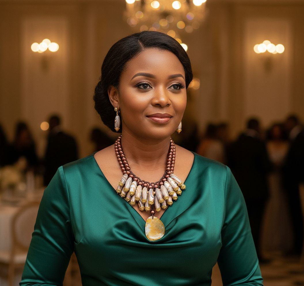 Ensemble collier et boucles d’oreilles dorées fait main – Perles et agate