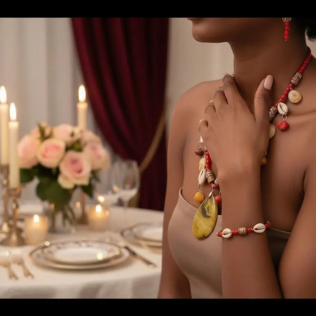 Collier cauris artisanal et boucles d’oreilles Cauria – Bijoux ethniques femme