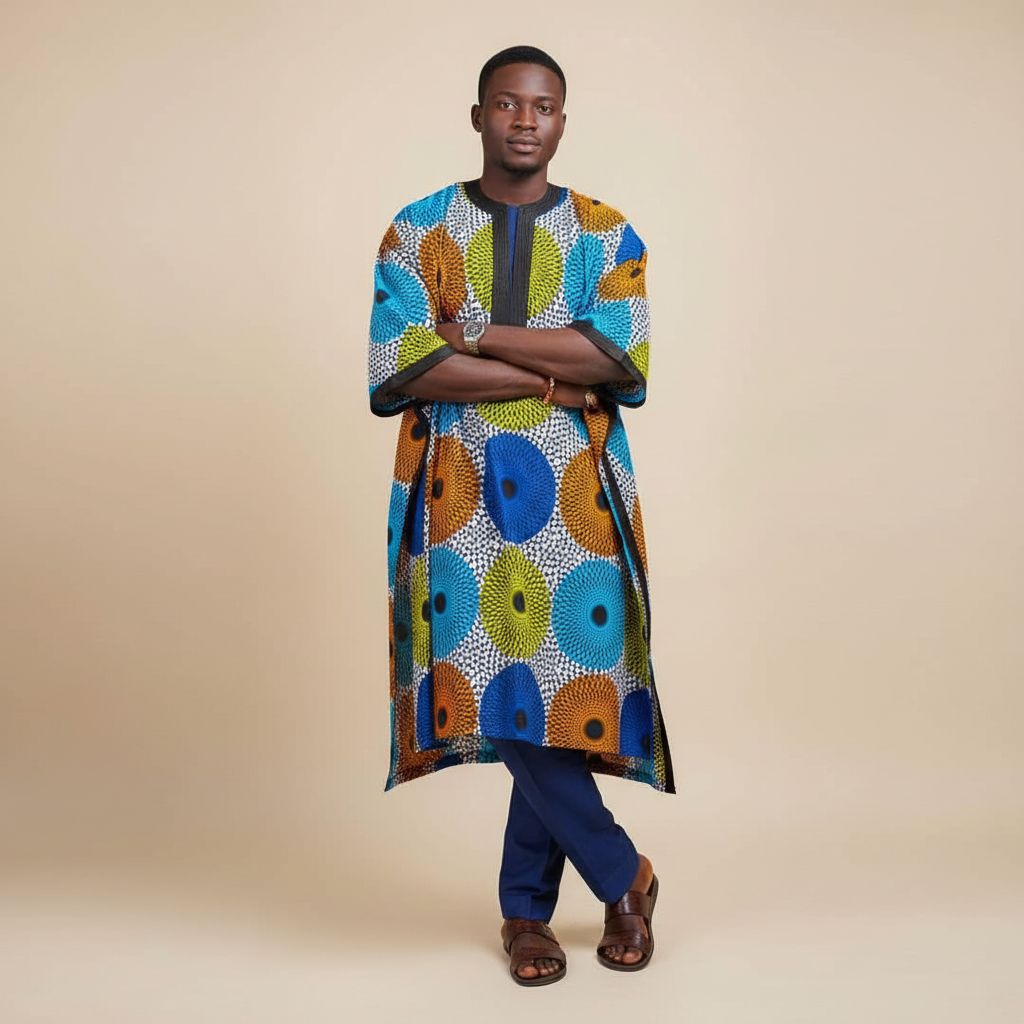 Ensemble africain homme élégant – Tenue wax moderne et traditionnelle