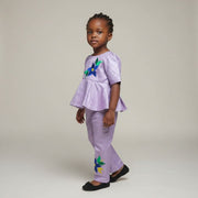 Ensemble bazin riche fille 3 ans mauve claire, tenue cérémonie élégante