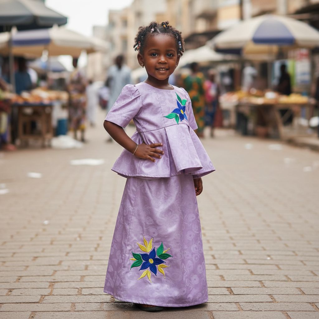 Ensemble bazin riche fille 3 ans mauve claire, tenue cérémonie élégante