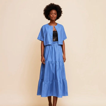 Jupe et haut couleur bleu roi tissu cotton suisse