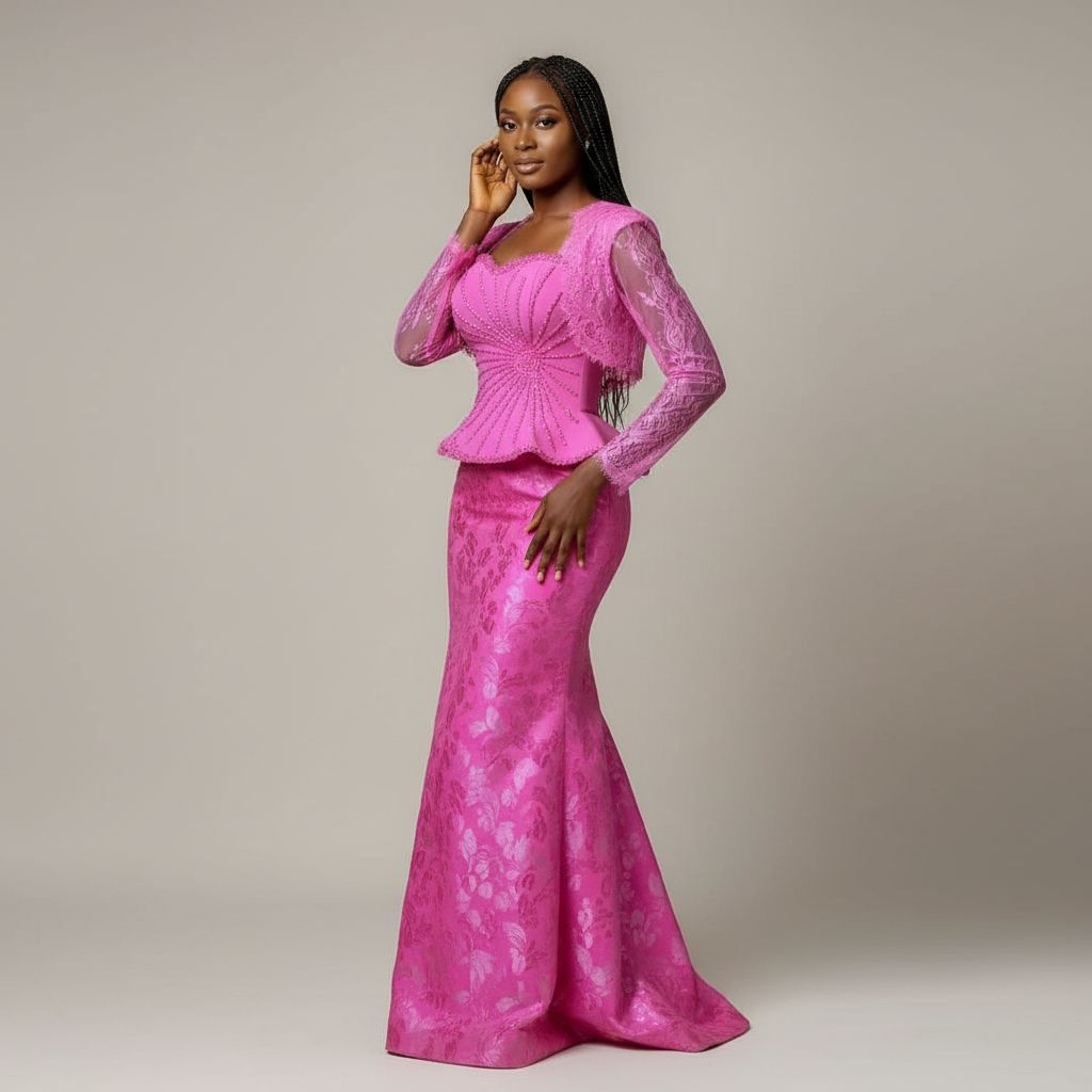 Ensemble bustier et jupe femme brocart élégant