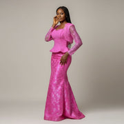 Ensemble bustier et jupe femme brocart élégant