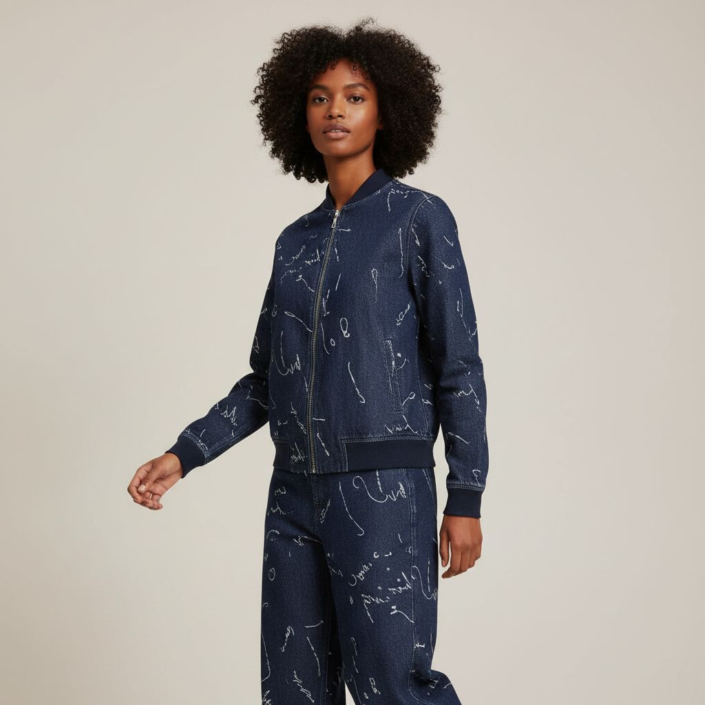Ensemble denim unisexe veste et pantalon bleu coupe ample streetwear