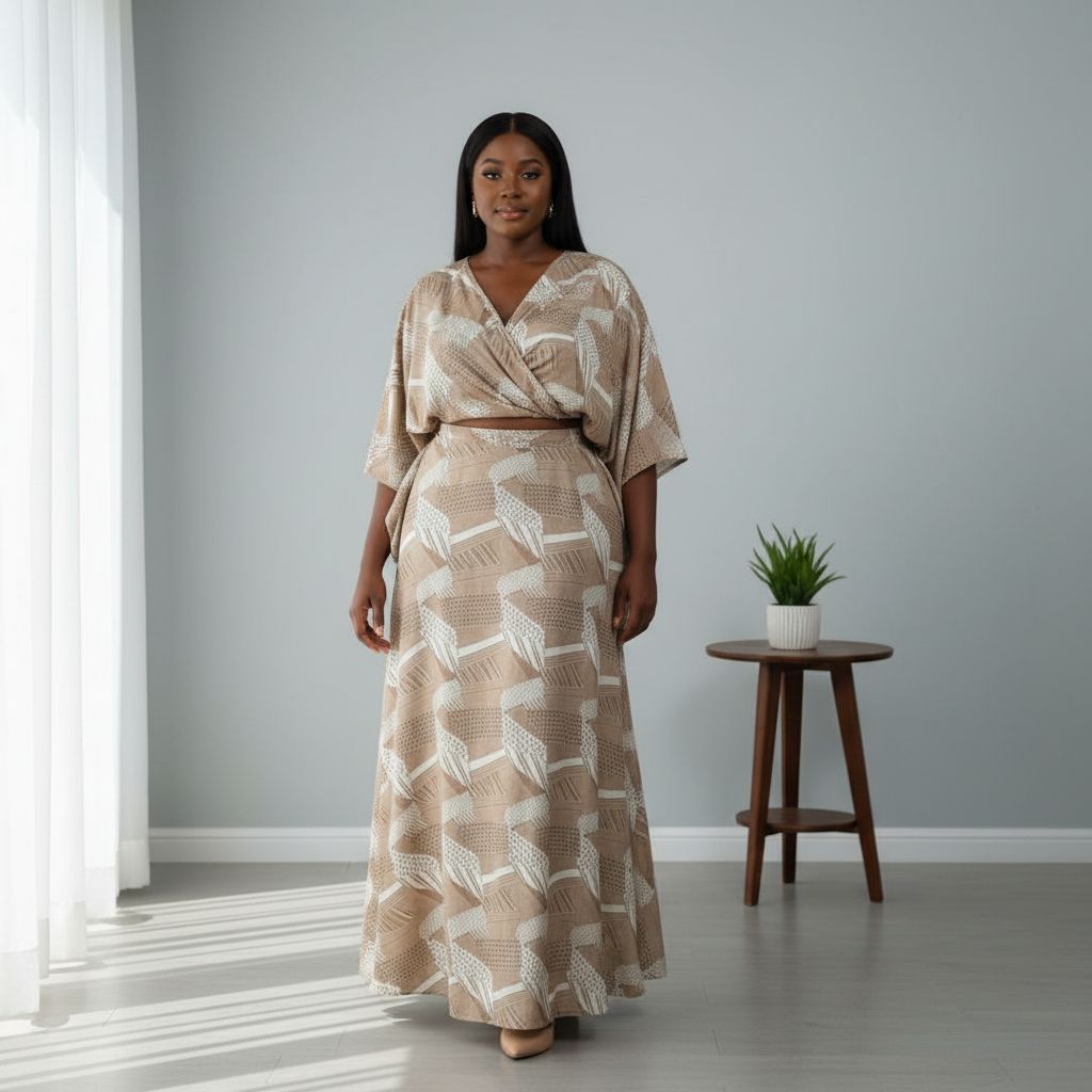 Ensemble femme coton et lin beige marron