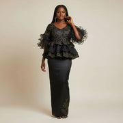 Ensemble femme dentelle tulle chic et organza élégant soirée ou cérémonie