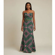 Ensemble haut jupe wax femme chic en dentelle