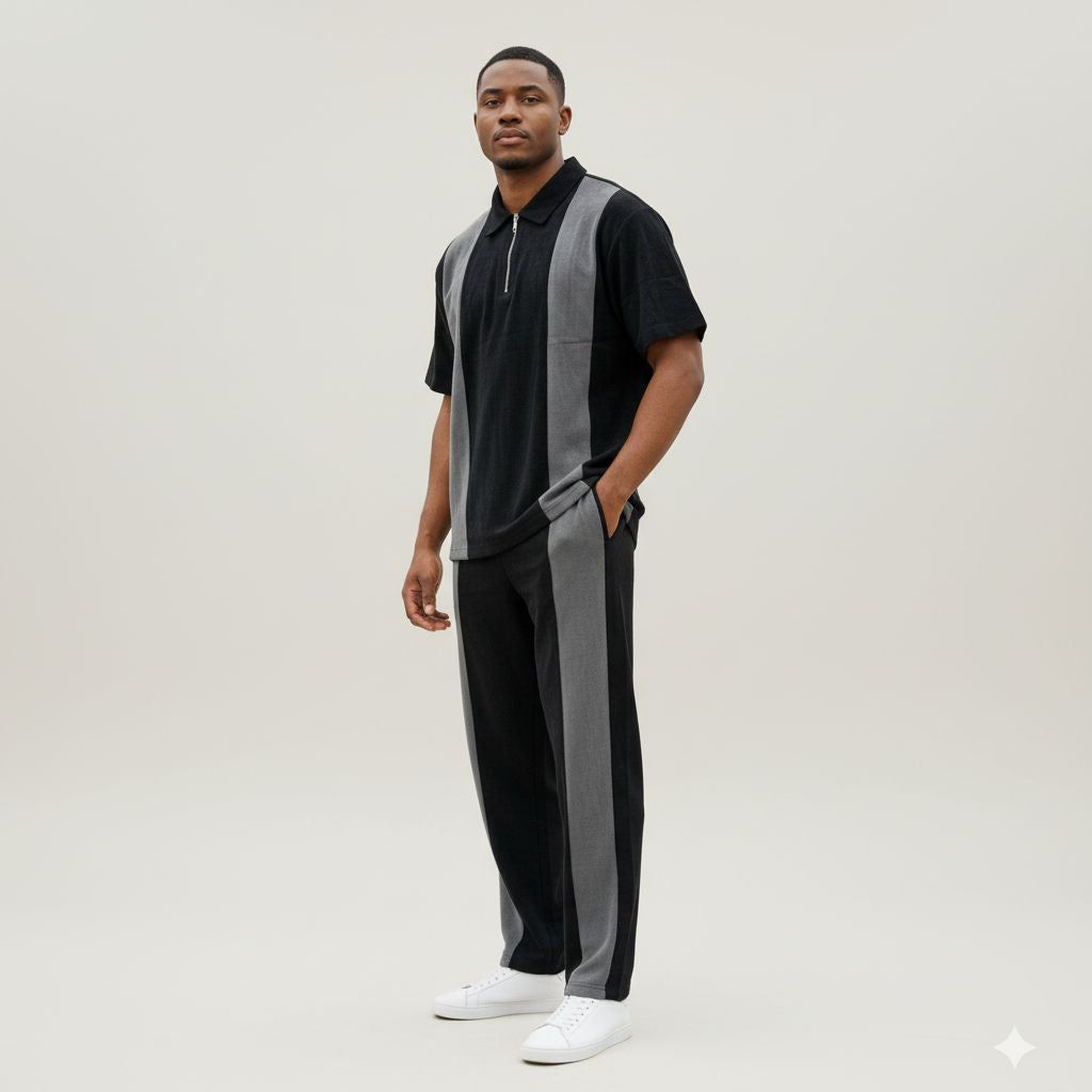 Ensemble homme polo et pantalon élégant, style casual chic confortable
