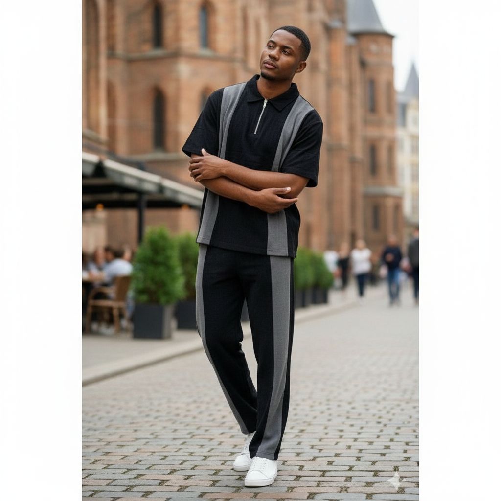 Ensemble homme polo et pantalon élégant, style casual chic confortable