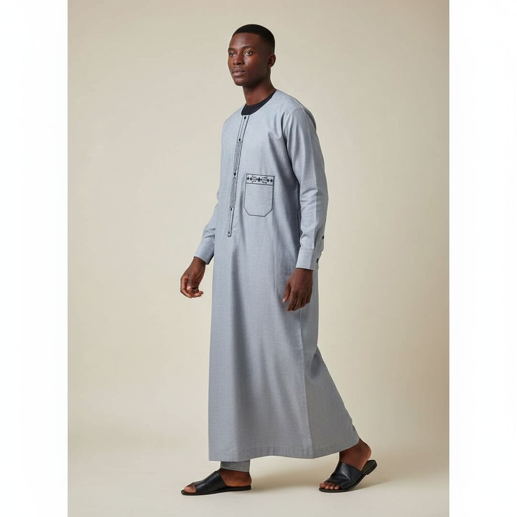 Ensemble homme gris et noir coton lin, élégant et confortable cérémonie