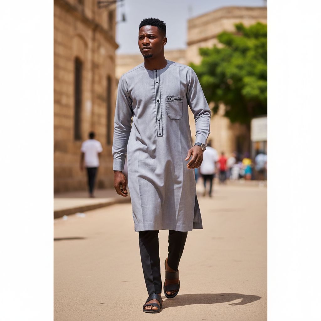 Ensemble homme gris et noir coton lin, élégant et confortable cérémonie