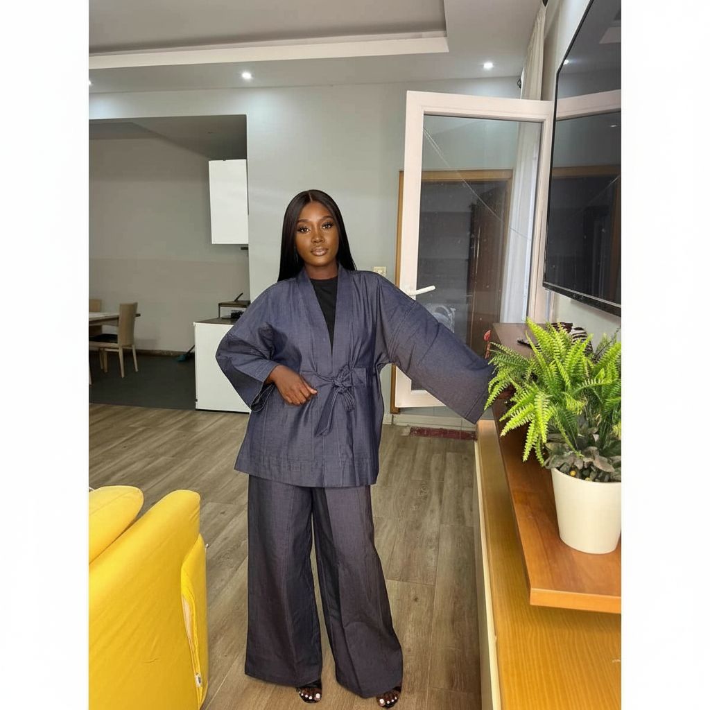 Ensemble jean femme hijab coupe ample