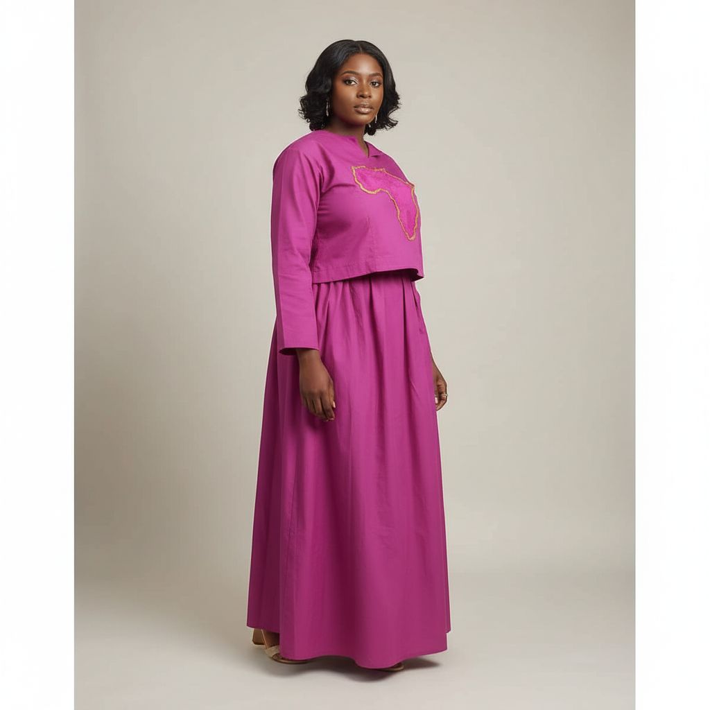 Ensemble jupe et haut rose élégant – tenue africaine moderne femme chic