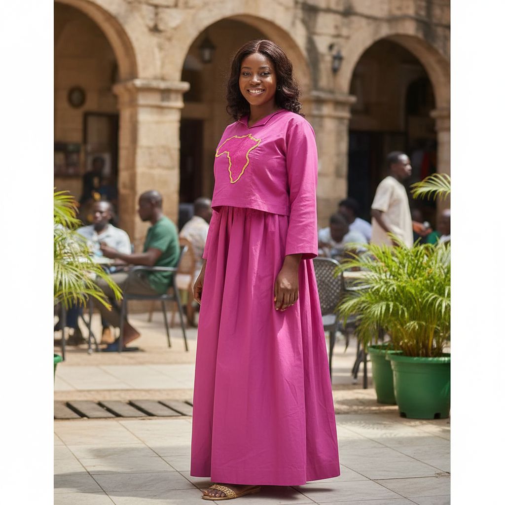 Ensemble jupe et haut rose élégant – tenue africaine moderne femme chic