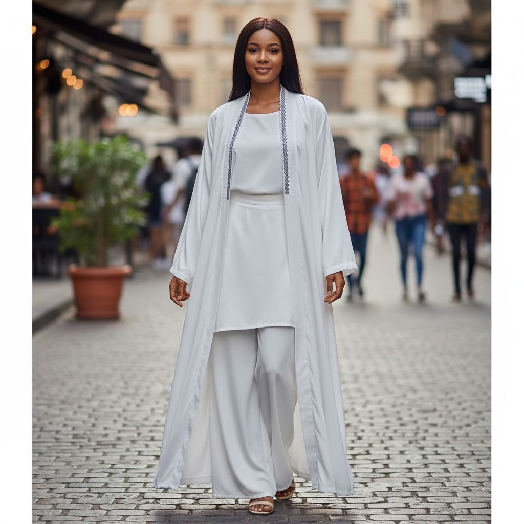 Ensemble kimono femme 3 pièces blanc chic broderie bleue élégant
