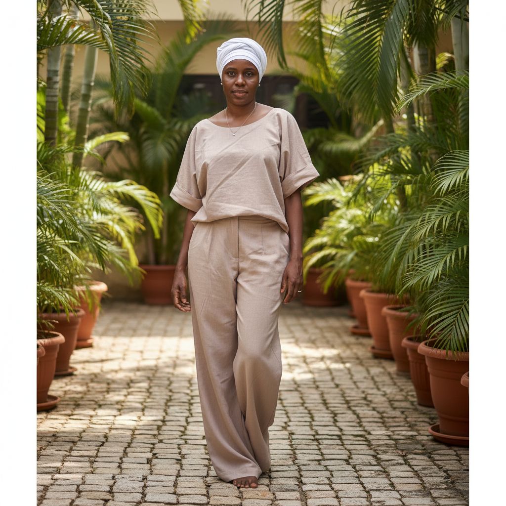 Ensemble lin femme vieux rose L