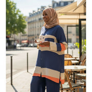 Ensemble lin femme multicolore chemise longue et pantalon