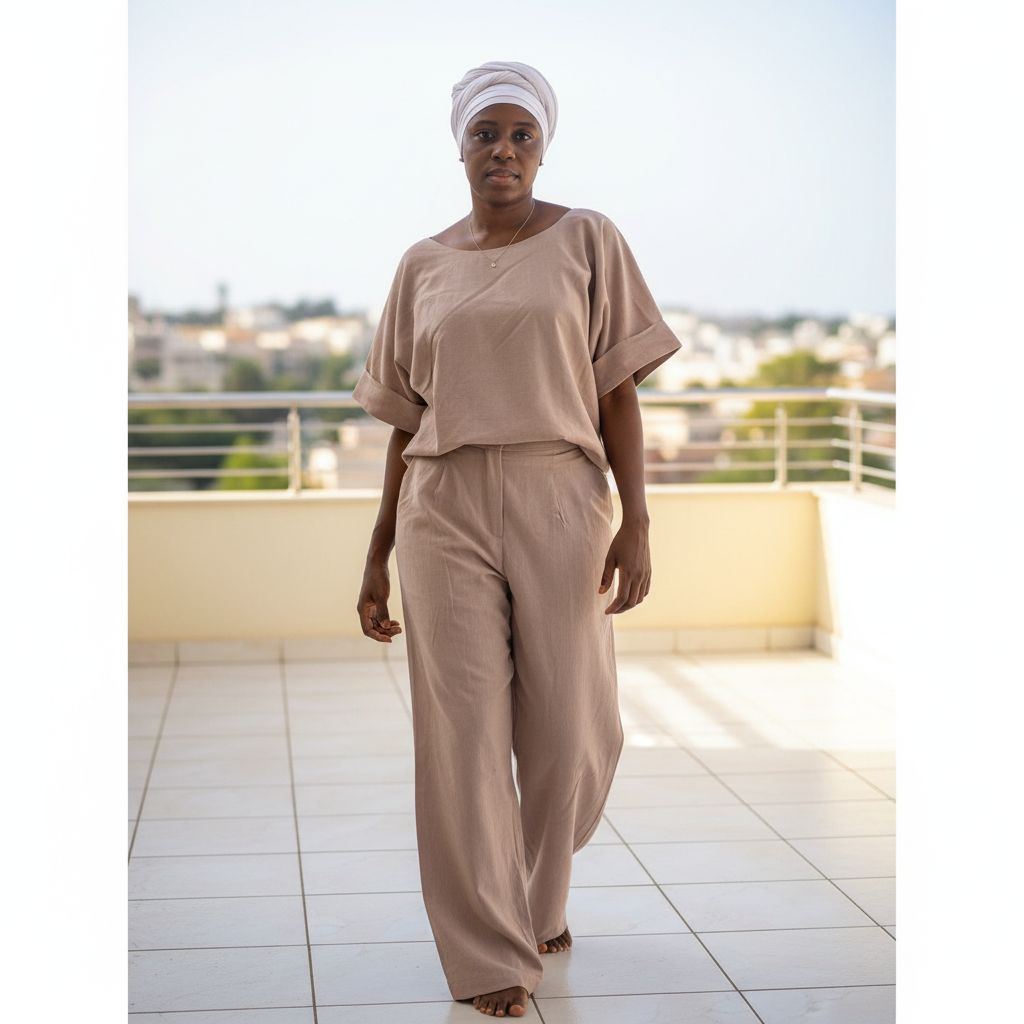 Ensemble lin femme vieux rose L