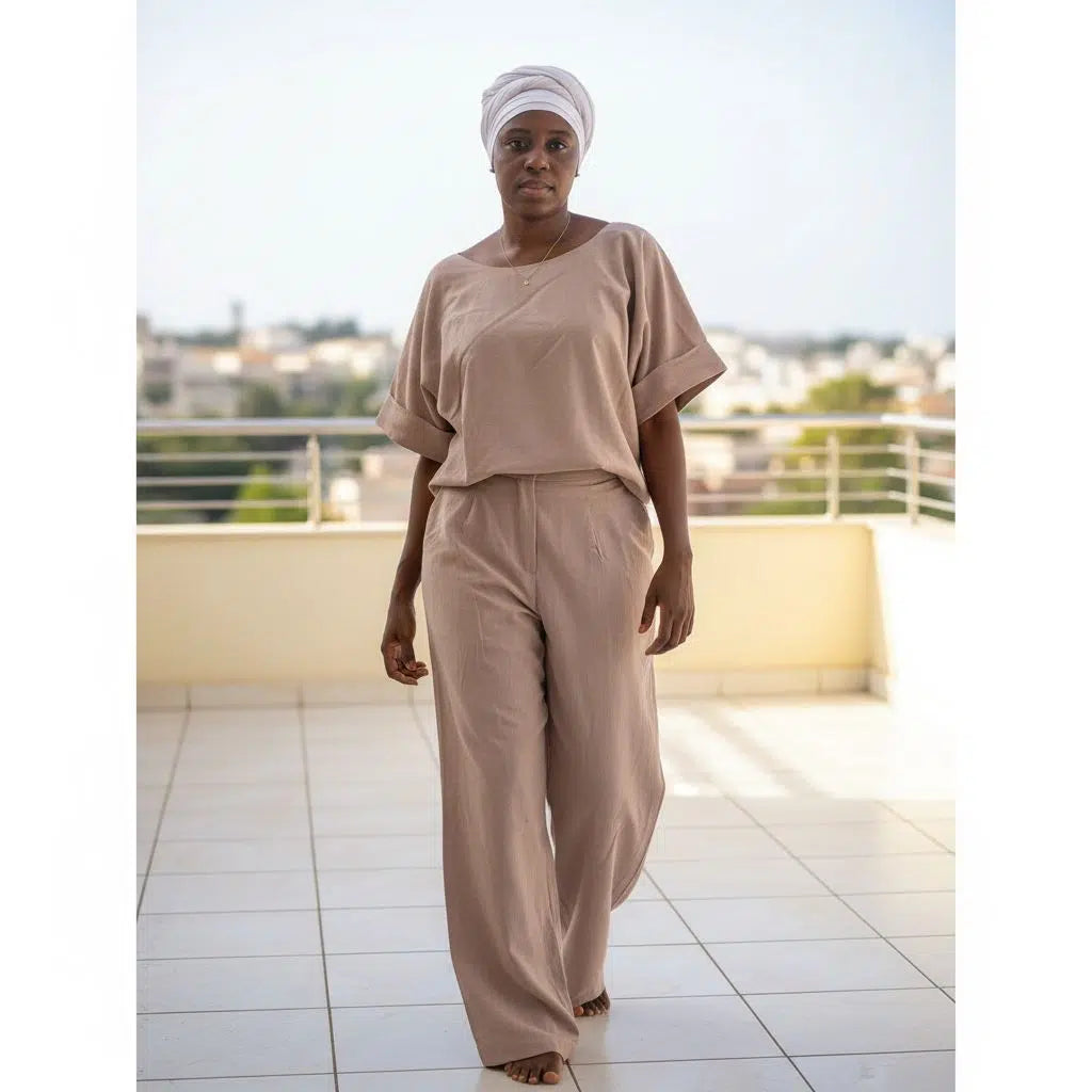 Ensemble lin femme vieux rose L