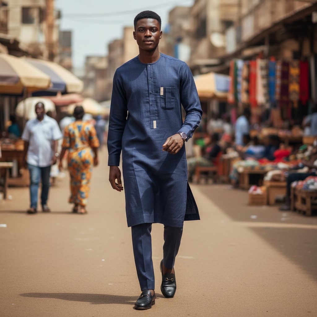 Ensemble lin marine homme élégant