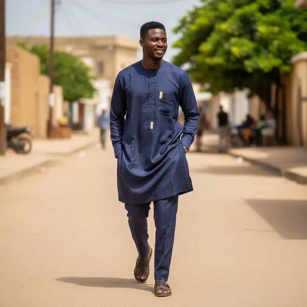 Ensemble lin marine homme élégant