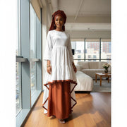 Ensemble robe jupe et foulard femme, 3 pièces élégant et confortable