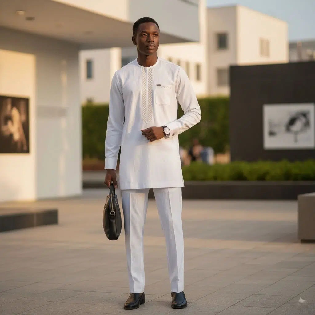 Ensemble traditionnel homme blanc Dakar Royal