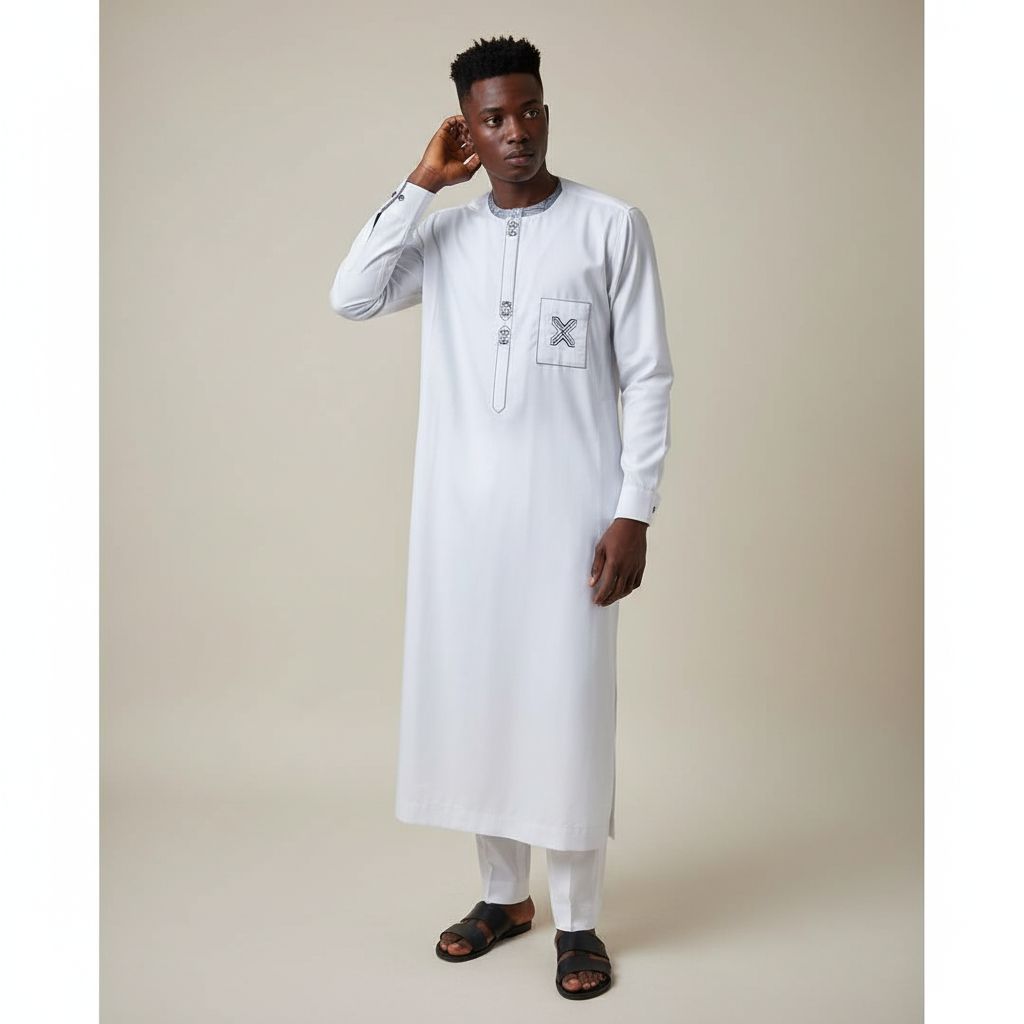 Ensemble traditionnel homme blanc élégant – Tenue cérémonie et événement formel
